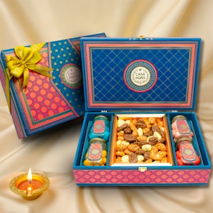 Royal Blue Pink Print Box - Medium