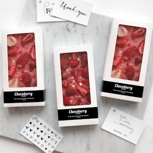 Pink Chocolate Bar with Dry Strawberries