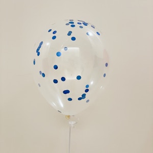 Transparent Balloon with Blue Confetti