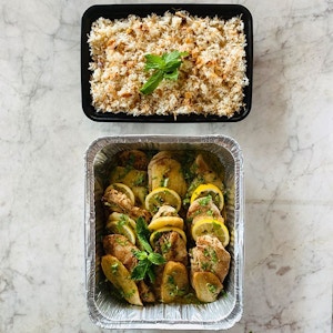 Family Main Course Lemon Garlic Chicken & Potato with Rice (for 3)