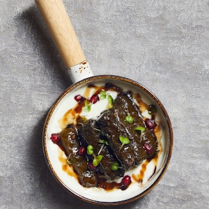 Vine Leaves With Yoghurt & Pomegranate