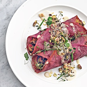 Beetroot & Pistachio Crêpes