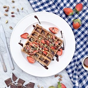 Strawberry Rosewater Waffles